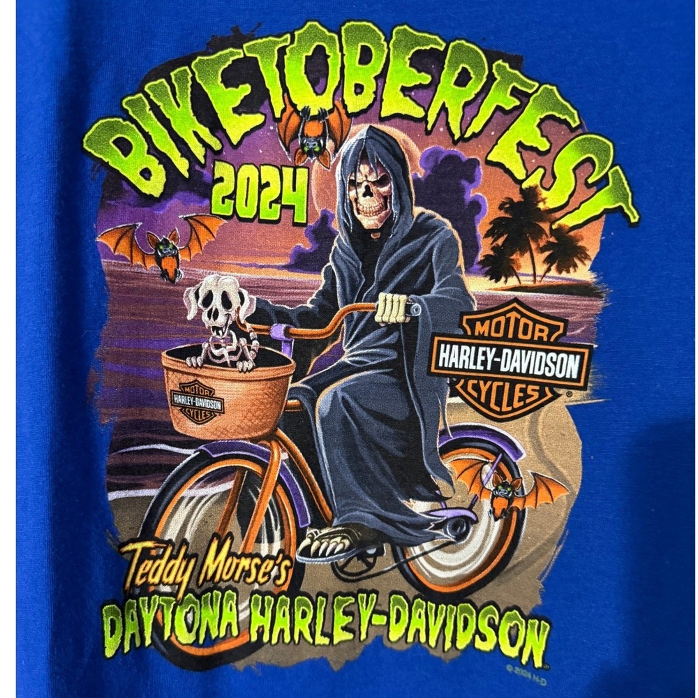 Harley-Davidson XL Biketoberfest 2024 Daytona Beach Blue Graphic T-Shirt 0642